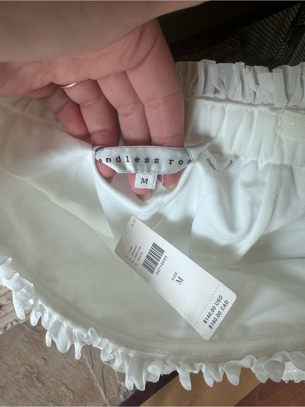 NWT: Anthropologie Endless Rose White Strapless Textured Mini Dress - Picture 7 of 7